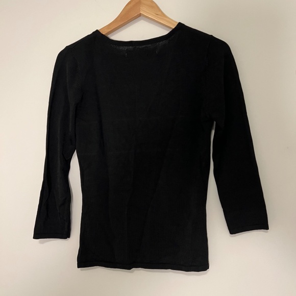 Debbie Shuchat Montreal Designer Hand Beaded Vintage Black Top 3/4 Length Sleeve - Picture 4 of 9